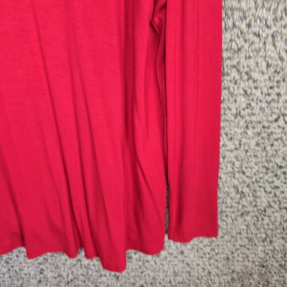 Lane Bryant Top Womens Plus 14/16 Red V Neck Long Sleeve‎ Stretch Rayon Tunic - Picture 2 of 7